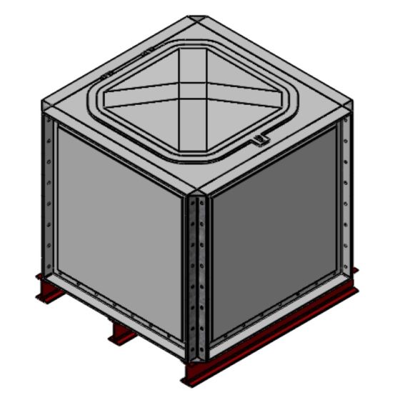1000 Litre GRP Sectional Water Tank with Internally Flanged Base (IFB) - 1x1x1